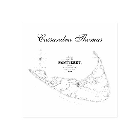 ナンタケットアイランドMAヴィンテージマップNavy Blue ラバースタンプ (インプリント)