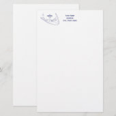 ナンタケットアイランドMAヴィンテージマップNavy Blue 便箋 (正面/裏面)