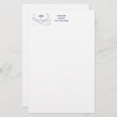 ナンタケットアイランドMAヴィンテージマップNavy Blue 便箋 (正面/裏面)