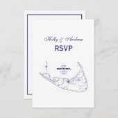 ナンタケットアイランドMAヴィンテージマップNavy Blue 出欠カード (正面/裏面)