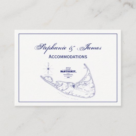ナンタケットアイランドMAヴィンテージマップNavy Blue 名刺 (正面)