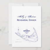 ナンタケットアイランドMAヴィンテージマップNavy Blue 招待状 (正面)