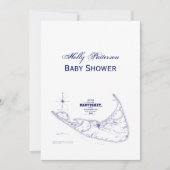 ナンタケットアイランドMAヴィンテージマップNavy Blue 招待状 (正面)