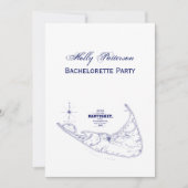 ナンタケットアイランドMAヴィンテージマップNavy Blue 招待状 (正面)