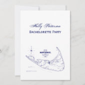 ナンタケットアイランドMAヴィンテージマップNavy Blue 招待状 (正面)