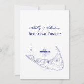 ナンタケットアイランドMAヴィンテージマップNavy Blue 招待状 (正面)