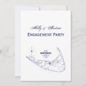 ナンタケットアイランドMAヴィンテージマップNavy Blue 招待状 (正面)