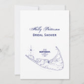 ナンタケットアイランドMAヴィンテージマップNavy Blue 招待状 (正面)