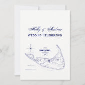 ナンタケットアイランドMAヴィンテージマップNavy Blue 招待状 (正面)