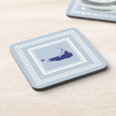 ナンタケットギリシャ鍵コースターブルー コースター (左側)