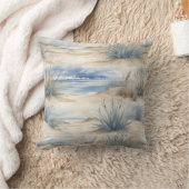 ナンタケットデザインビーチ水彩画 クッション (ブランケット)