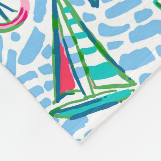 ナンタケットパ名門私立校風のームビーチパタモノグラムのーン フリースブランケット (角)