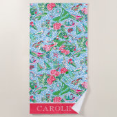 ナンタケットパ名門私立校風のームビーチプリントパーソナライズされた ビーチタオル (正面)