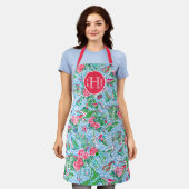 ナンタケットパ名門私立校風のームビーチプリントモノグラムの エプロン (着用した状態)