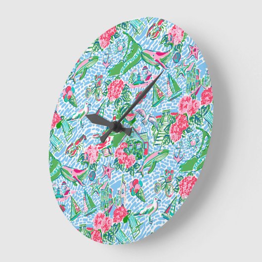 ナンタケットパ名門私立校風のームビーチプリント ラージ壁時計 (傾斜)