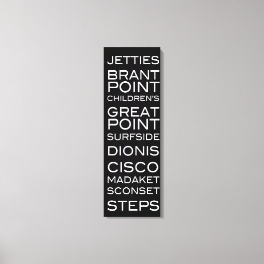 ナンタケットビーチブラック&ホワイトウォールデコール キャンバスプリント (正面)