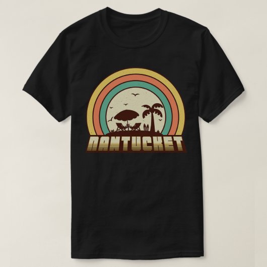 ナンタケットビーチレトロサンセットスタイル Tシャツ (デザイン正面)
