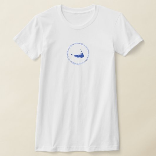 ナンタケットブルーとホワイト女子Tシャツ Tシャツ (レイダウン)