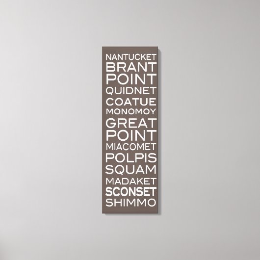 ナンタケットプレイス石板ブラウン&ホワイトウォールデコール キャンバスプリント (正面)