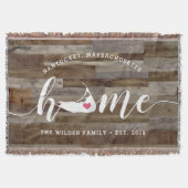 ナンタケットホームタウンパーソナライズされたウッドルック スローブランケット (正面)