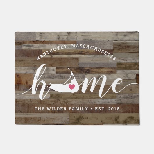 ナンタケットホームタウンパーソナライズされたウッドルック ドアマット (正面)