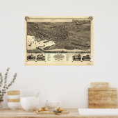 ナンタケットマサチューセッツ1881アンティークパノラママップ ポスター (キッチン)