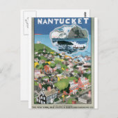 ナンタケットヴィンテージ旅行ポスターアートワーク ポストカード (正面/裏面)