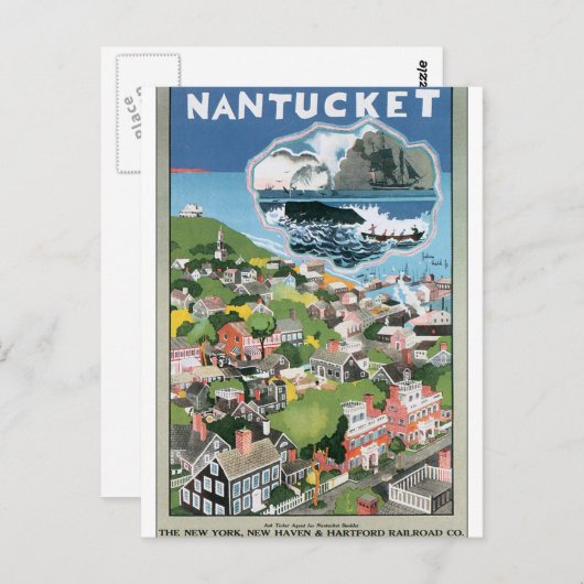 ナンタケットヴィンテージ旅行ポスターアートワーク ポストカード (正面/裏面)