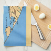 ナンタケット島の地図 キッチンタオル (四つ折り)