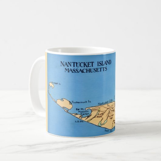 ナンタケット島の地図 コーヒーマグカップ (正面左)