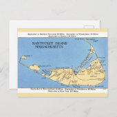 ナンタケット島の地図 ポストカード (正面/裏面)