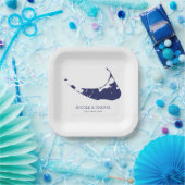 ナンタケット島の結婚式 ナンタケット ネイビー ペーパープレート (パーティー)