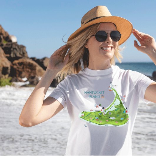 ナンタケット島マップ Tシャツ