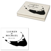 ナンタケット島結婚の地図モノグラム ラバースタンプ (押印)