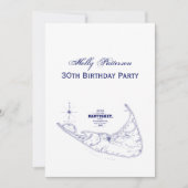 ナンタケット島 MA ヴィンテージマップ ネイビーブルー 招待状 (正面)