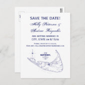 ナンタケット島 MA ヴィンテージマップ ネイビーブルー 案内ポストカード (正面/裏面)