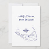 ナンタケット島 MA ヴィンテージ マップ ネイビー ブルー 招待状 (正面)