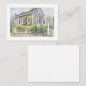 ナンタケット水彩花のある沿岸コテージ ノートカード (正面/裏面)