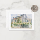 ナンタケット水彩花のある沿岸コテージ ノートカード (正面/裏面インサイチュ)