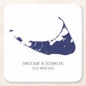 ナンタケット結婚島ナンタケット海軍 スクエアペーパーコースター (正面)