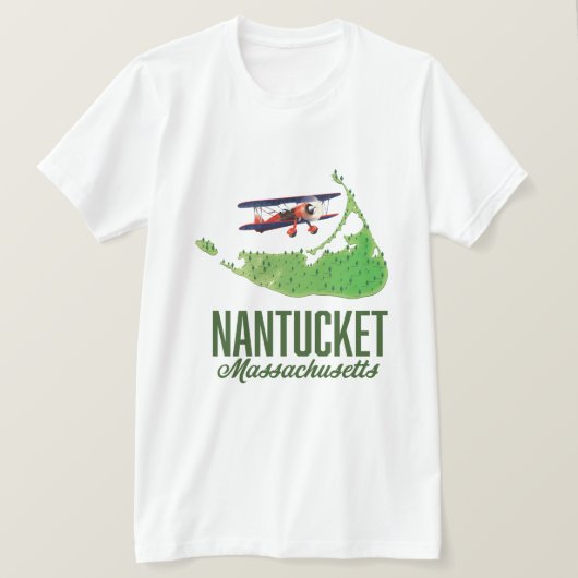 ナンタケット・マサチューセッツ州地図 Tシャツ (デザイン正面)