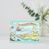 ナンタケット マサチューセッツ州 イラスト マップ ポストカード (スタンド正面)