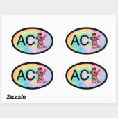 ナンタケットACK踊りベア 楕円形シール (シート)