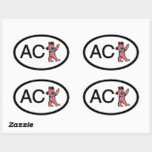 ナンタケットACK踊りベア 楕円形シール (シート)