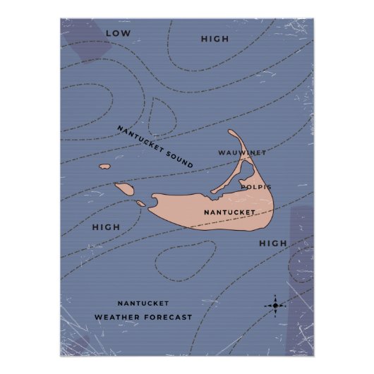 ナンタケットUSAの天気図 ポスター (正面)