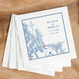 ナンタスケットビーチリゾートハルMAマップエレガントウェディング スタンダードカクテルナプキン