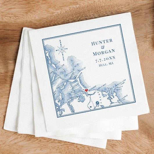ナンタスケットビーチリゾートハルMAマップエレガントウェディング スタンダードカクテルナプキン