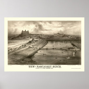 ナンタスケットビーチMAパノラママップ – 1879 ポスター