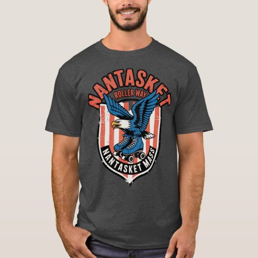 ナンタスケットローラーウェイヴィンテージレトロローラスケートで滑るR Tシャツ (正面)