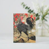 ナンディーナアンドルースターイラストレーションby伊藤若冲 ポストカード (スタンド正面)